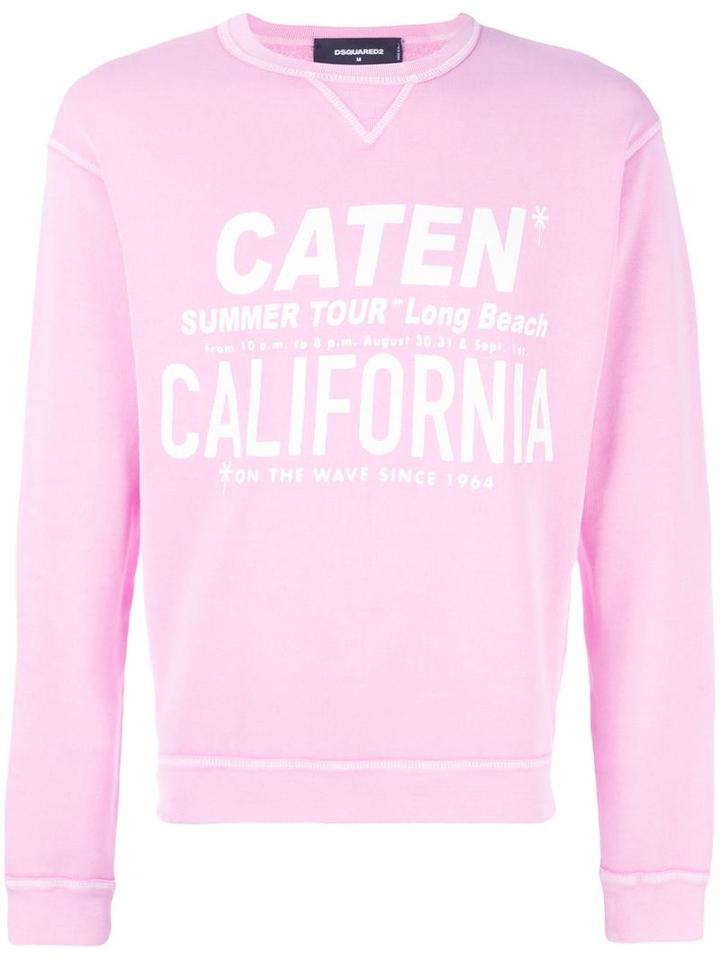 Dsquared2 California Summer Tour Sweatshirt, Men's, Size: Large, Pink/purple, Cotton