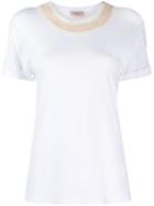 Twin-set Pearl-embellished Neck T-shirt - White