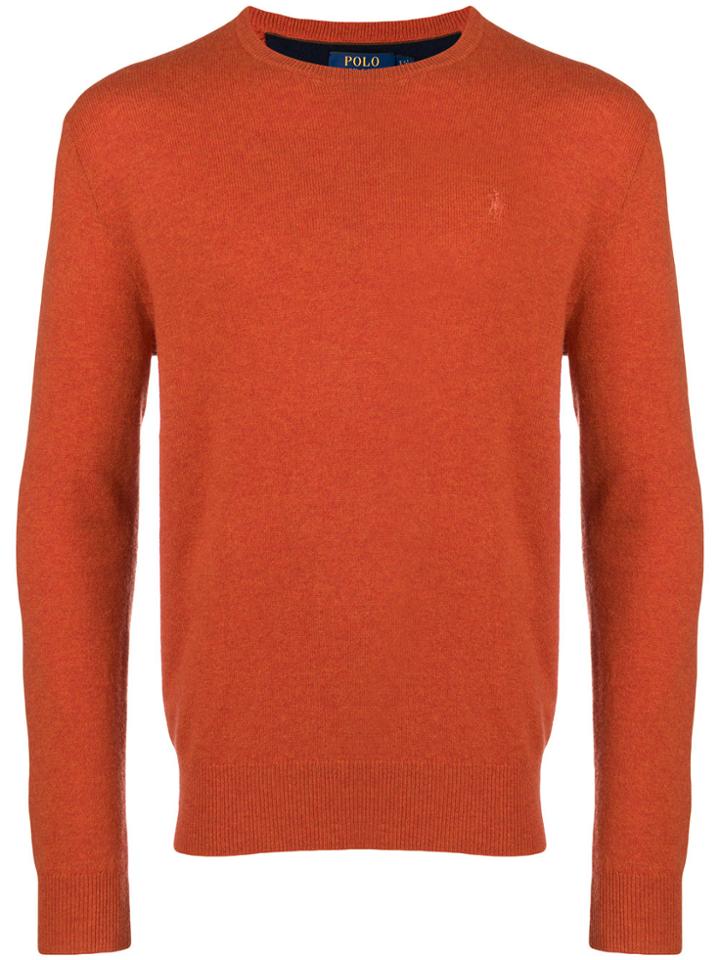 Polo Ralph Lauren Logo Embroidered Knitted Jumper - Yellow & Orange