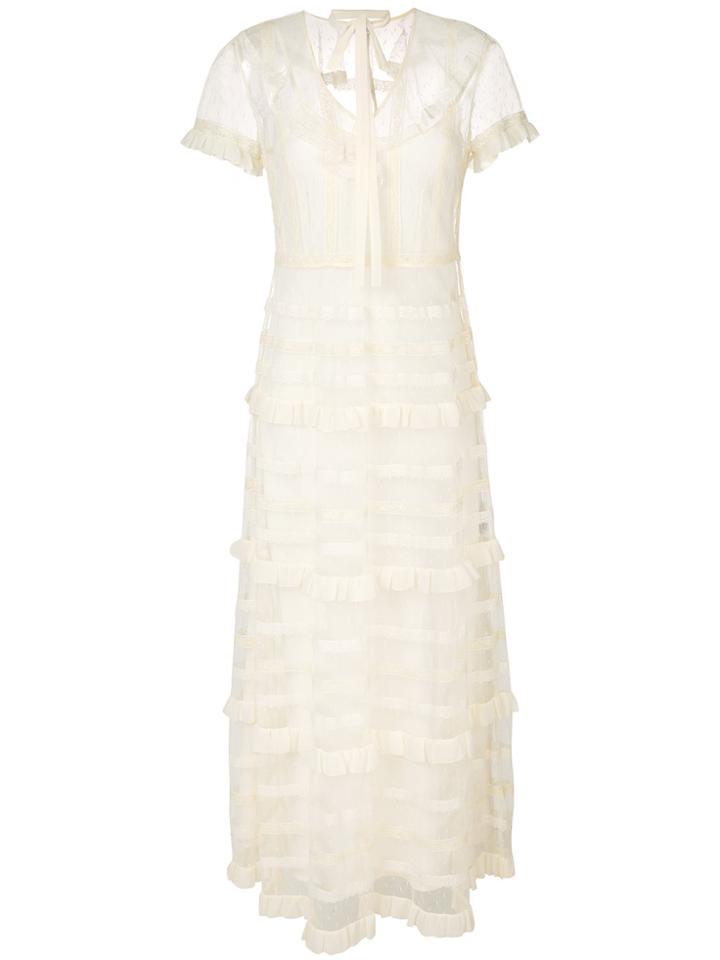 Red Valentino Ruffle Trim Maxi Dress - Nude & Neutrals