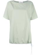 Water Drawstring Hem T-shirt, Women's, Size: Small, Green, Cotton