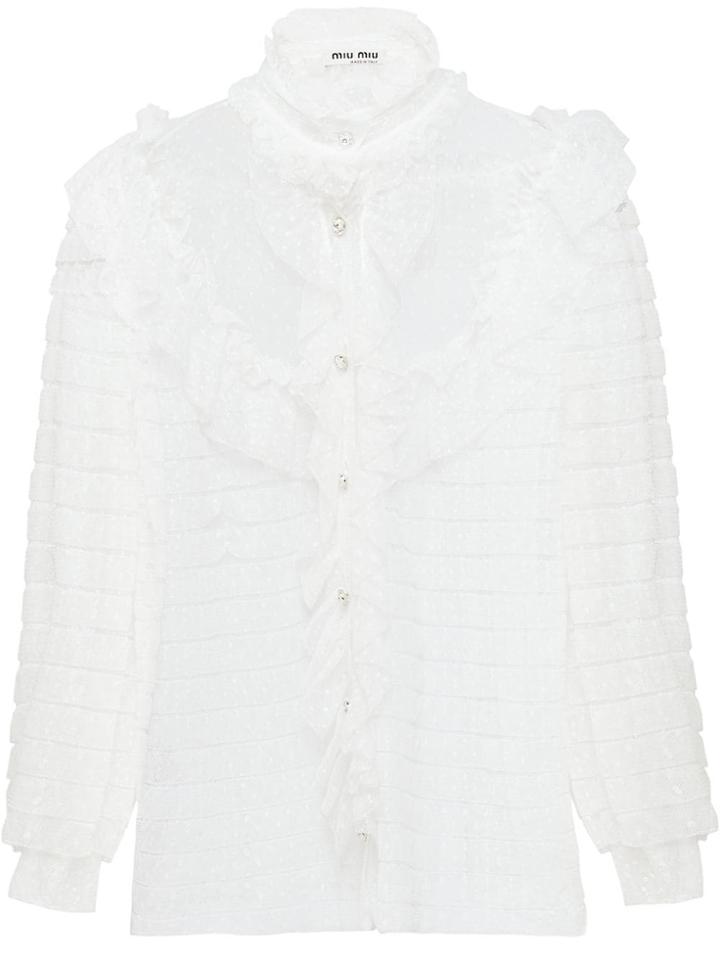 Miu Miu Plumetis Blouse - White