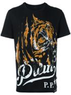 Philipp Plein Tiger Print T-shirt, Men's, Size: Small, Black, Cotton
