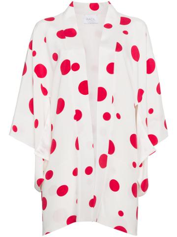 Racil Silk Kimono With Red Circles - White