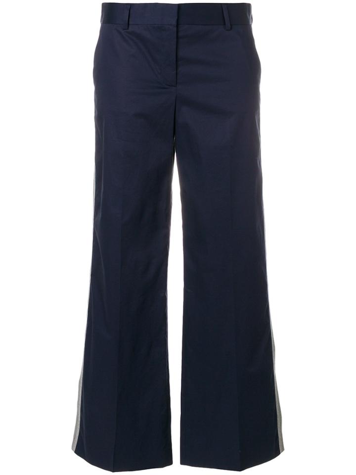 Ps By Paul Smith Cropped Side Stripe Trousers - Blue
