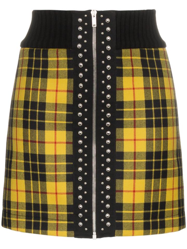 Palm Angels High Waist Tartan Wool Mini Skirt - Yellow & Orange