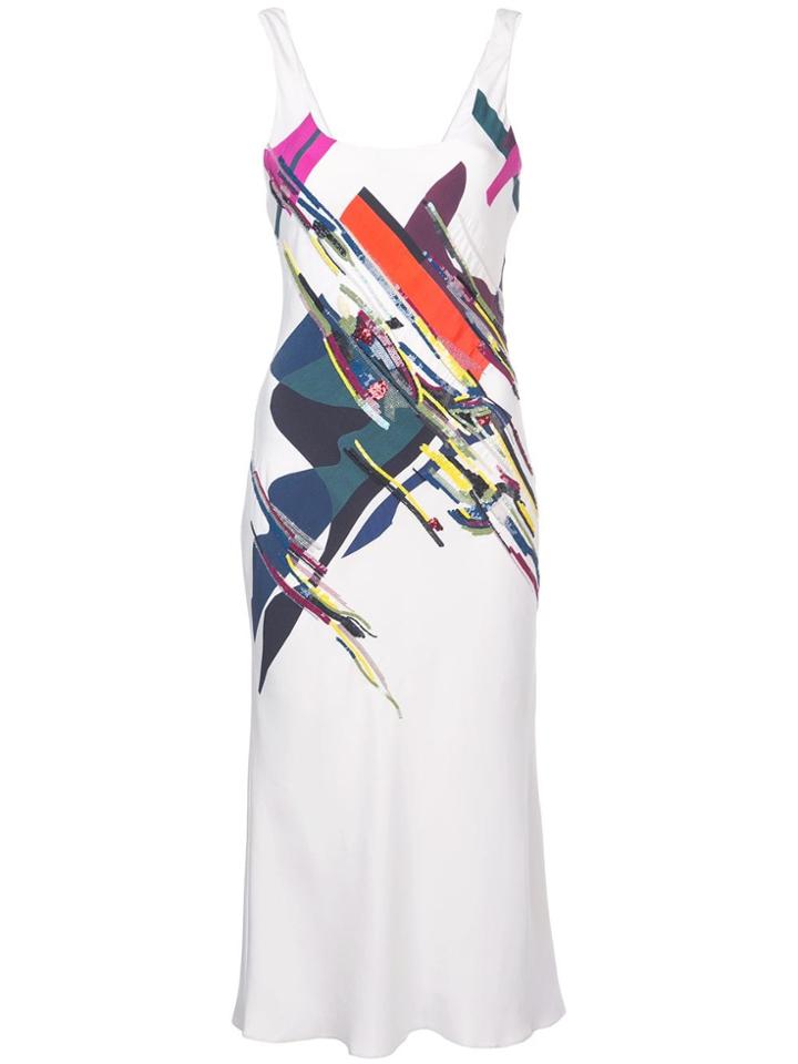 Cushnie Expressionist Print Midi Dress - White