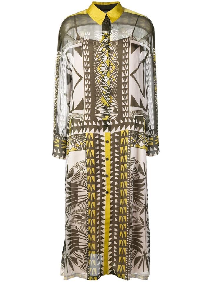Alberta Ferretti Geometric Pattern Shirt Dress - Green