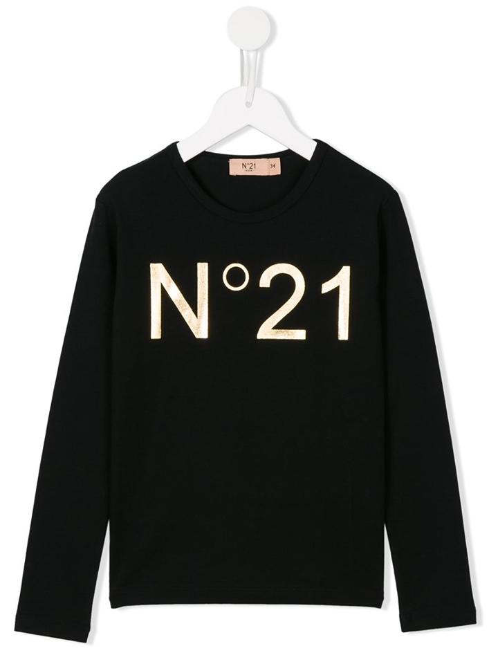 No21 Kids Logo Print T-shirt, Boy's, Size: 11 Yrs, Black