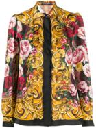 Dolce & Gabbana Silk Floral Print Blouse - Black