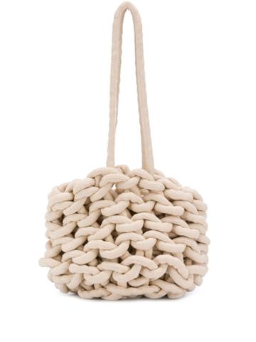 Alienina Chunky Knit Tote Bag - White