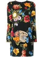 Dolce & Gabbana Floral Print Shift Dress - Black