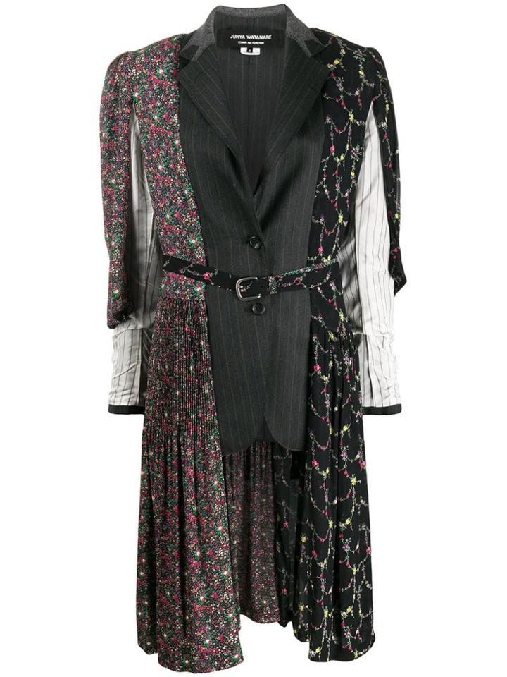 Junya Watanabe Floral Panel Oversized Blazer - Black