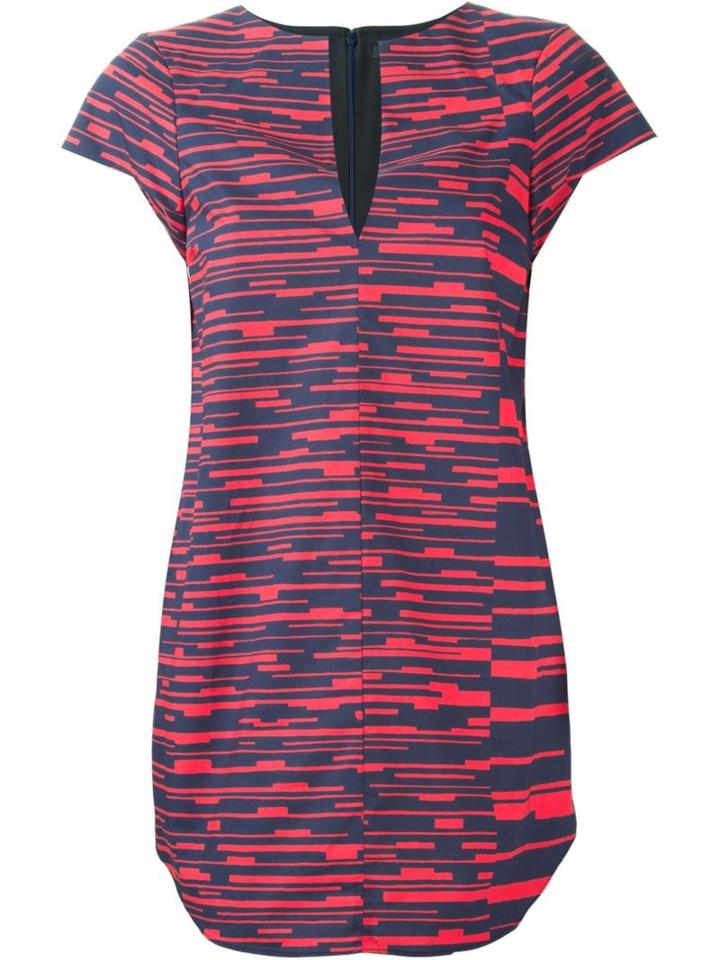 Jil Sander Navy Printed Slit Neck Top, Women's, Size: 40, Blue, Cotton