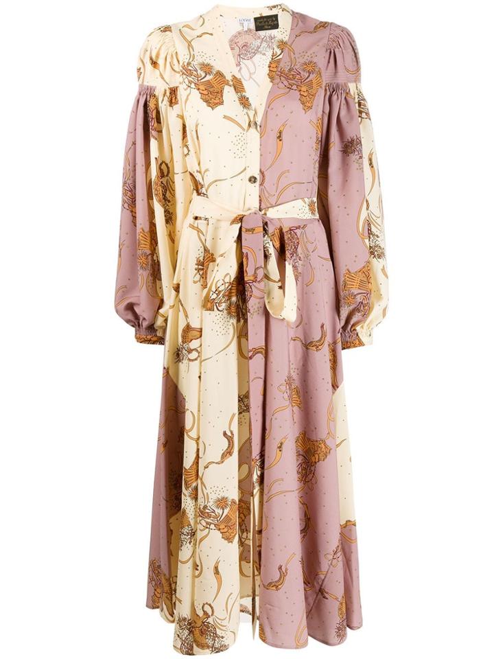 Loewe Contrast Panel Flared Dress - Neutrals