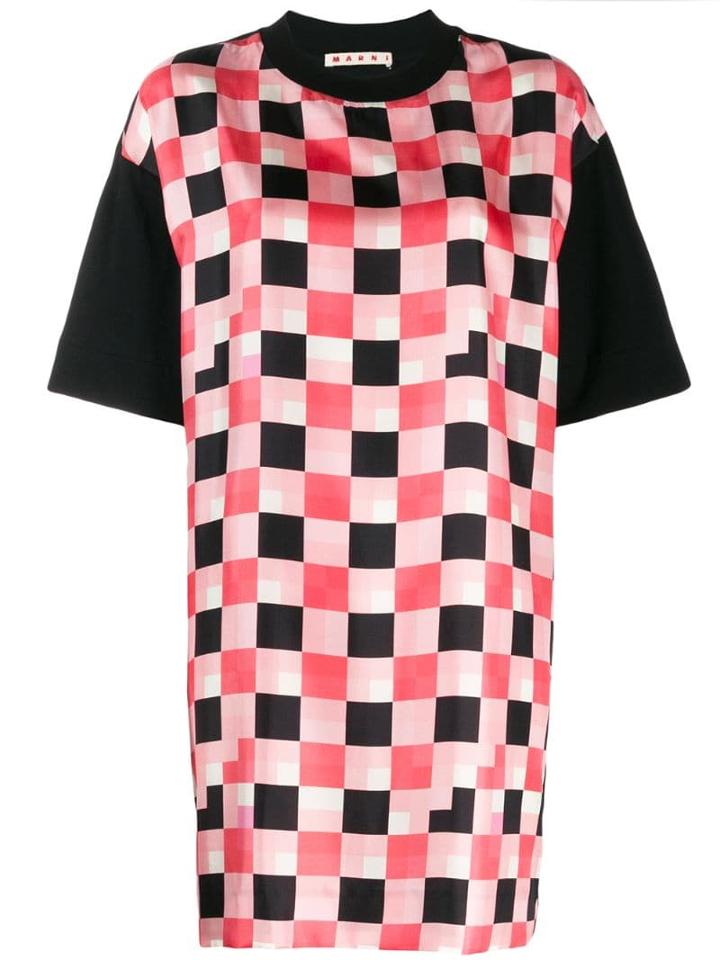 Marni Check Print Shift Dress - Black