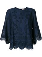 Tory Burch Open Embroidery Blouse - Blue