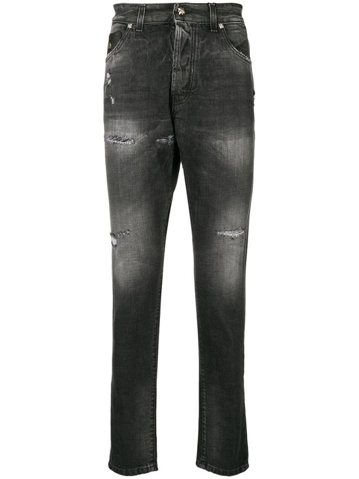John Richmond Distressed Decorative Stud Jeans - Black