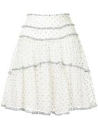 Zimmermann Polka Dotted Tiered Skirt - White