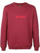 Stussy Logo Print Sweatshirt - Red