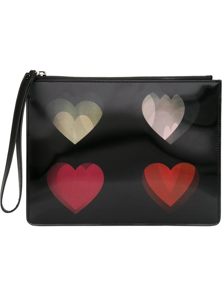 Christopher Kane Heart Print Clutch, Women's, Black