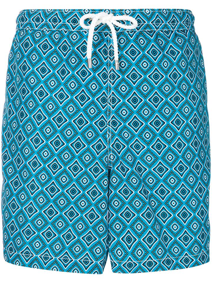 Kiton Diamond Print Swim Shorts - Blue