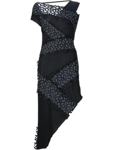 Alessandra Marchi Perforated Textured Detail Asymmetric Dress