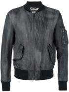 Pihakapi Leather Bomber Jacket, Men's, Size: Medium, Grey, Lamb Skin/viscose/wool