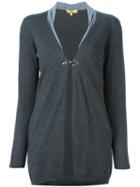 Fay One Button Cardigan, Women's, Size: Large, Grey, Virgin Wool