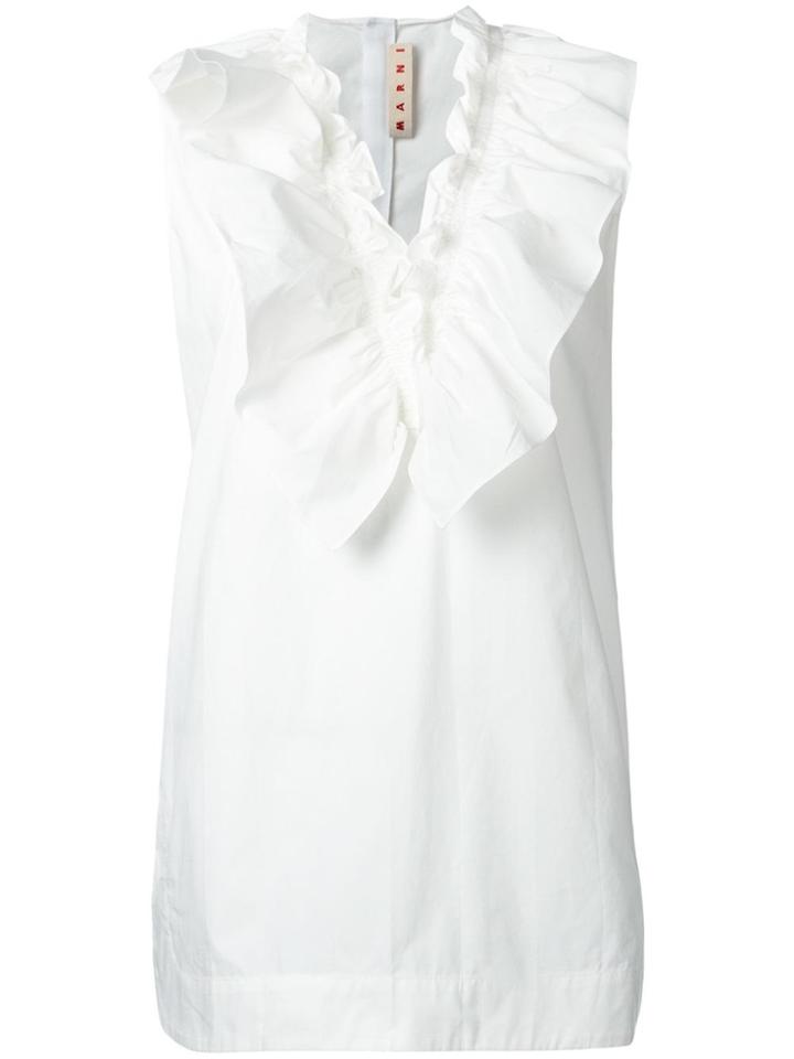 Marni Ruffle Neck Top - White