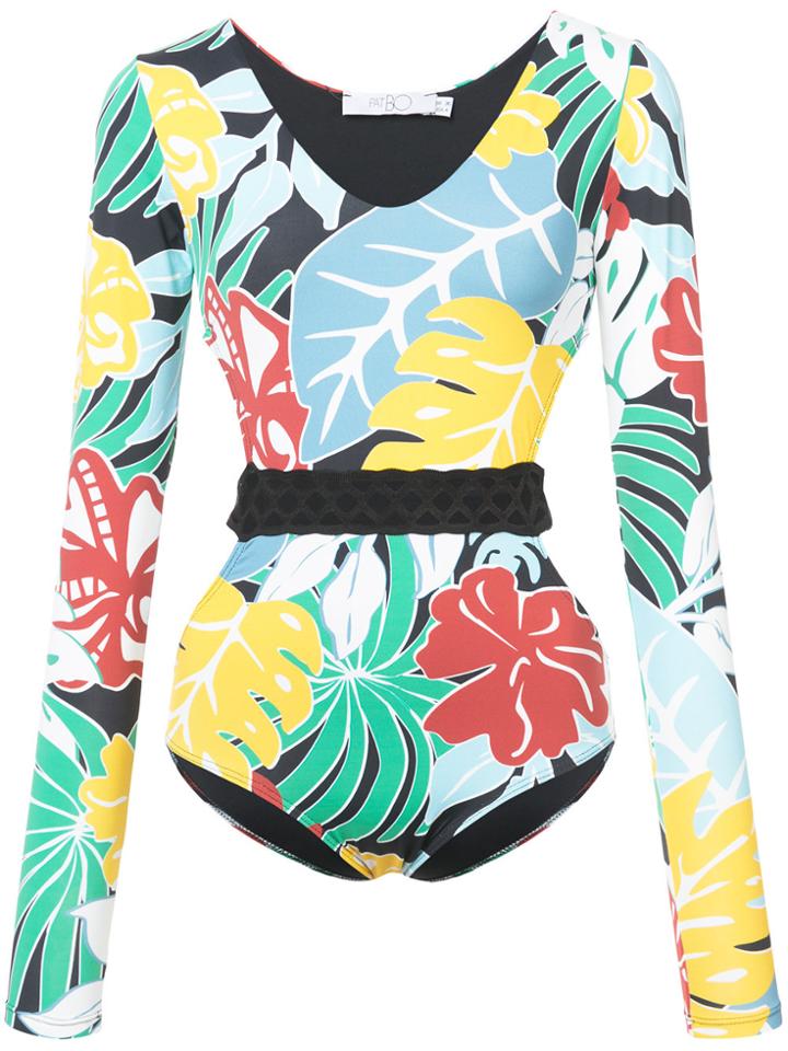 Patbo Tropical Print One-piece - Black