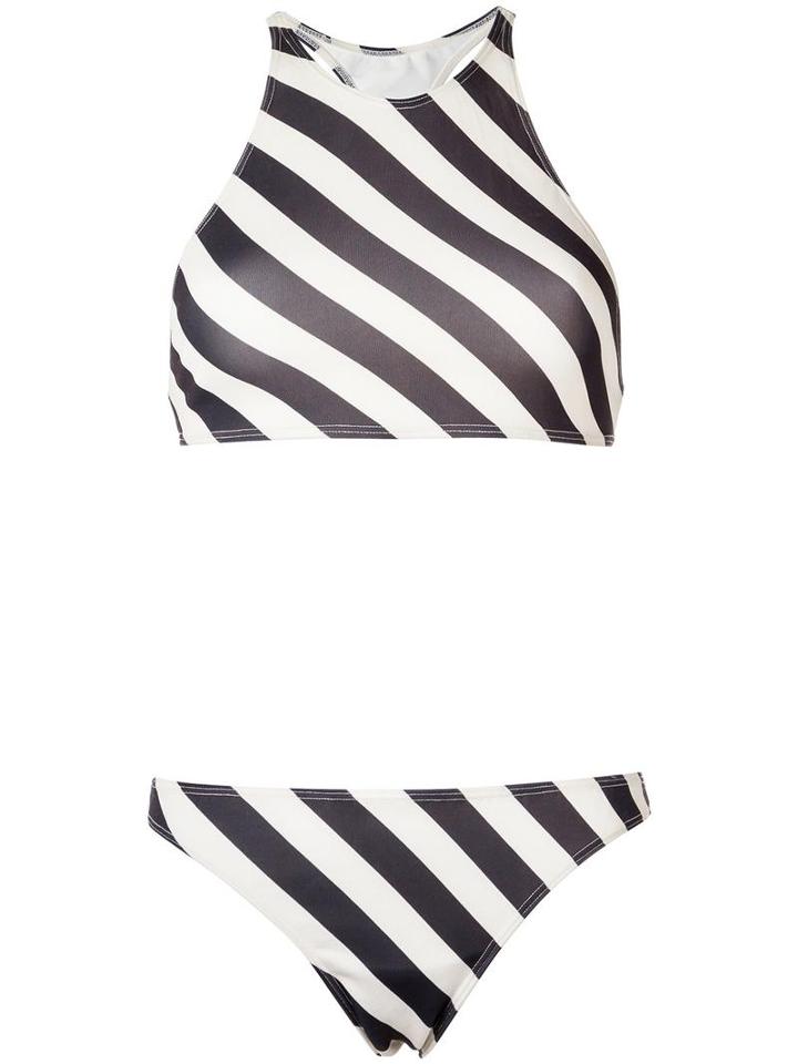 Adriana Degreas Striped Bikini Set, Women's, Size: Medium, Black, Polyester/spandex/elastane