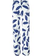 Marni Leaf Print Trousers, Women's, Size: 40, White, Cotton/linen/flax