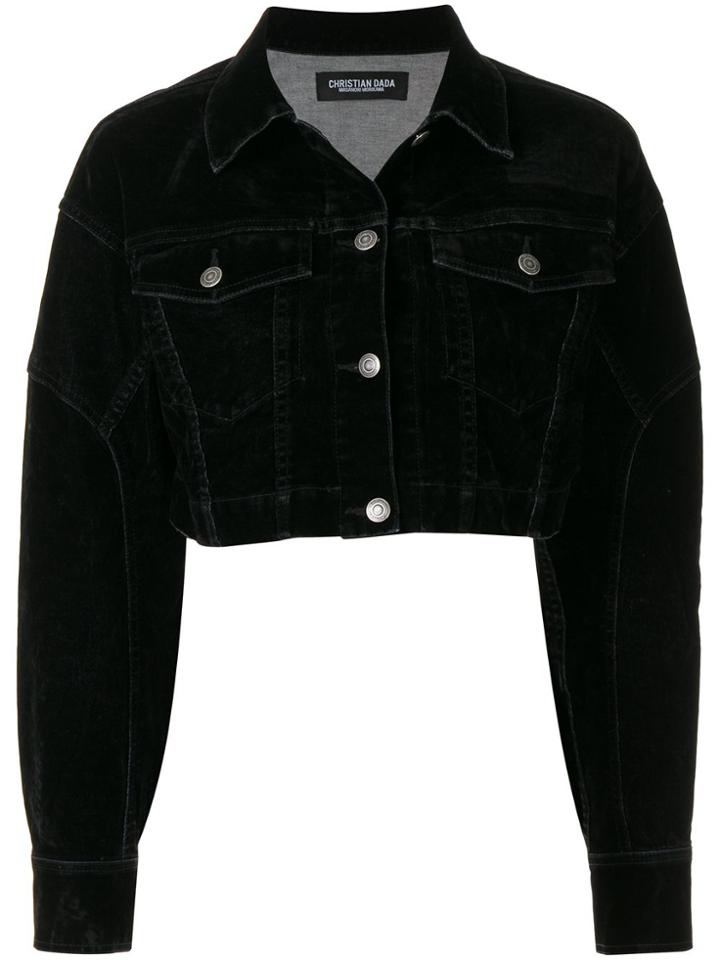 Christian Dada Flock-print Denim Jacket - Black