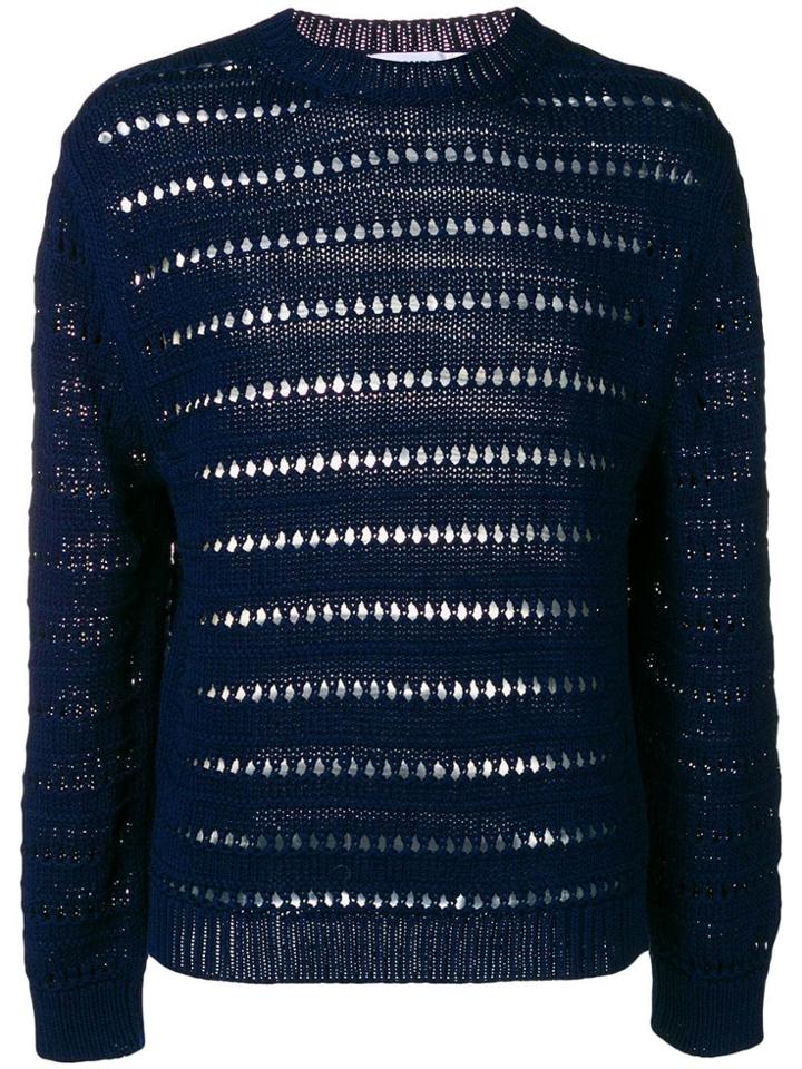 Jil Sander Perforated Knit Jumper - Blue
