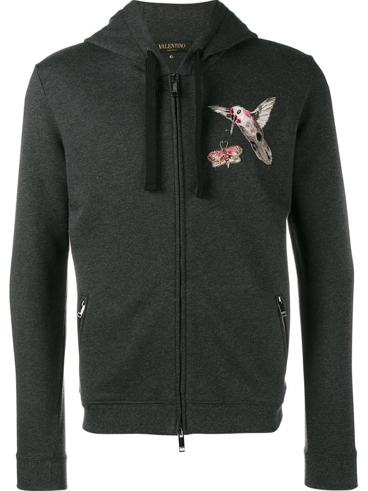 Valentino 'fantastic Animals' Embroidered Hoodie, Men's, Size: Large, Grey, Cotton/silk/viscose