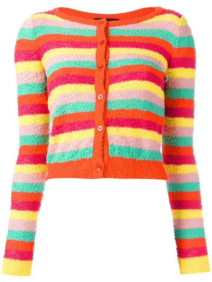 Boutique Moschino - Striped Cropped Cardigan - Women - Cotton/polyamide/other Fibers - 42, Cotton/polyamide/other Fibers