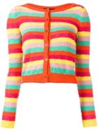 Boutique Moschino - Striped Cropped Cardigan - Women - Cotton/polyamide/other Fibers - 42, Cotton/polyamide/other Fibers