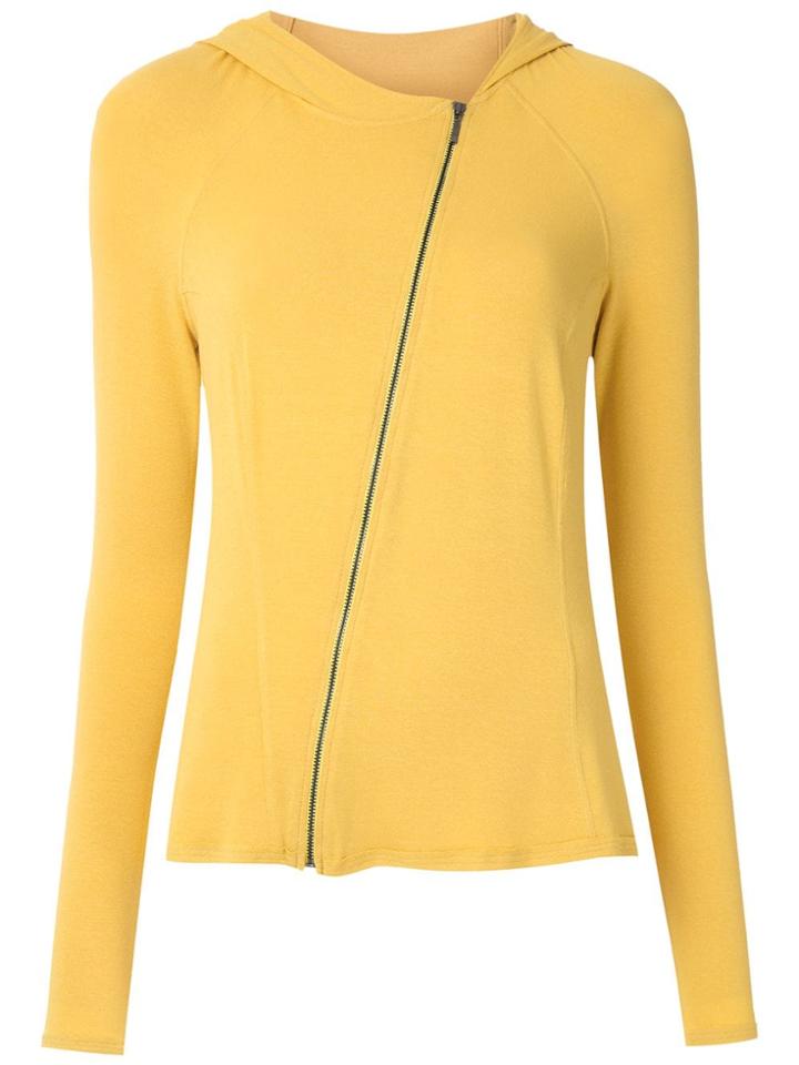Mara Mac Diagonal Zip Hoodie - Yellow