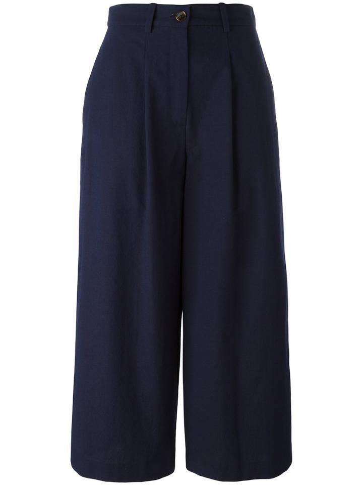 Erika Cavallini - Tailored Culottes - Women - Cotton/virgin Wool - 44, Blue, Cotton/virgin Wool