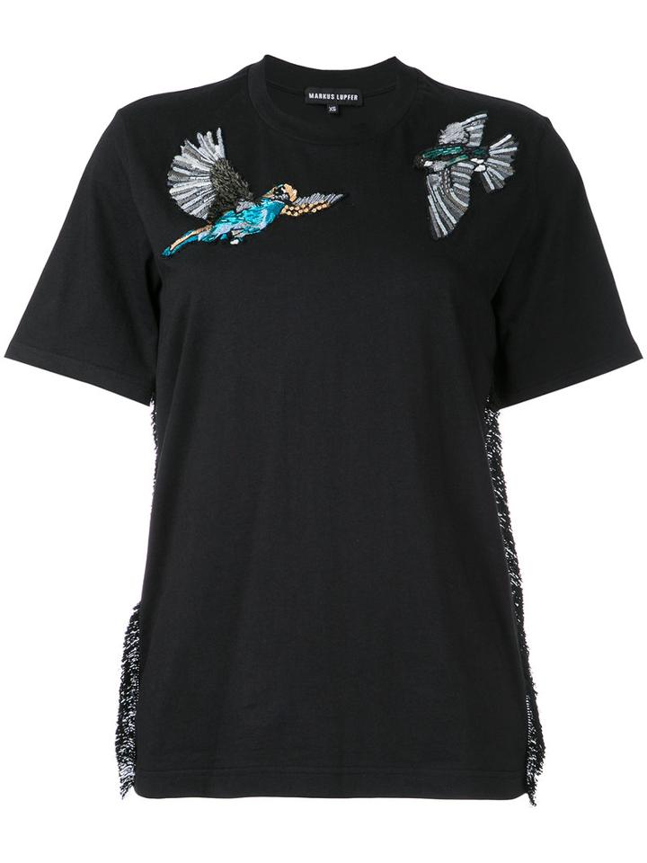 Markus Lupfer - Bird Patch T-shirt - Women - Cotton - Xs, Black, Cotton