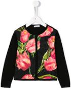 Dolce & Gabbana Kids Tulip Jacquard Cardigan, Girl's, Size: 10 Yrs, Black