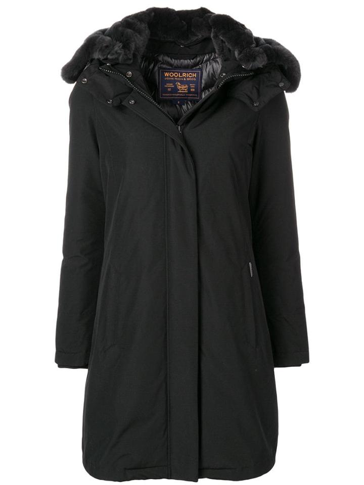 Woolrich Fur Hood Trim Padded Coat - Black