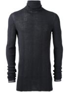 Lanvin Irregular Ribs Turtle Neck Sweater, Men's, Size: Small, Grey, Wool