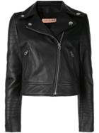 Yves Salomon Cropped Leather Jacket - Black
