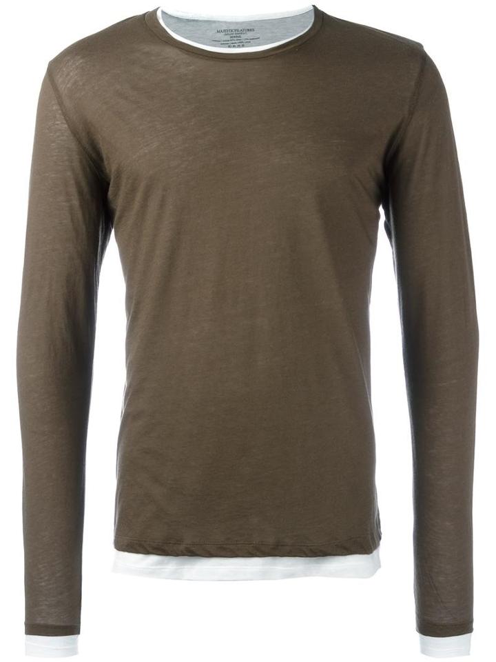 Majestic Filatures Longsleeved T-shirt, Men's, Size: Xl, Brown, Cotton/cashmere