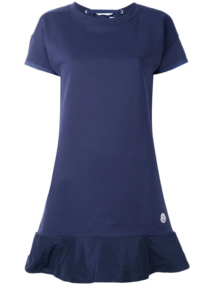 Moncler - Contrast Trim Knitted Dress - Women - Cotton - Xs, Blue, Cotton