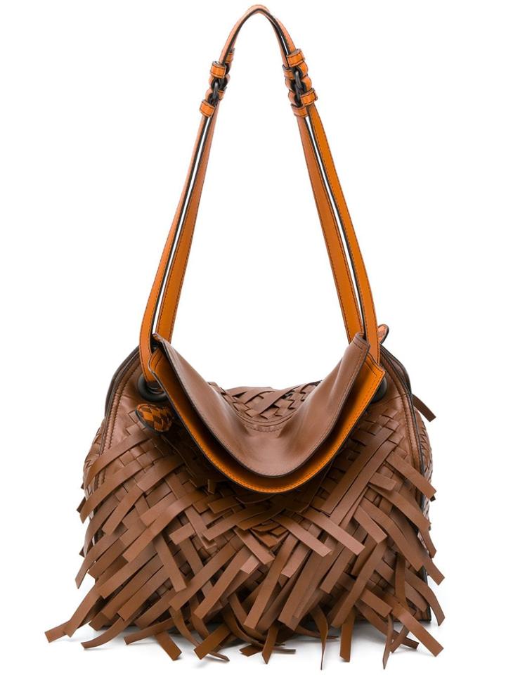 Bottega Veneta Intrecciato Fringed Tote - Brown