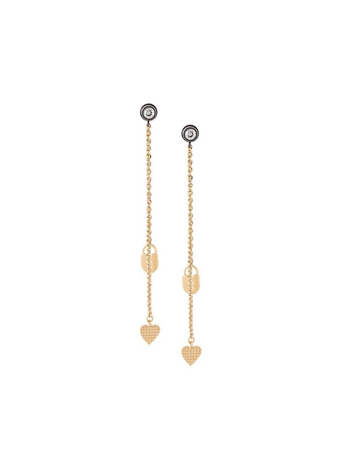 Lanvin Heart And Lock Pendant Earrings