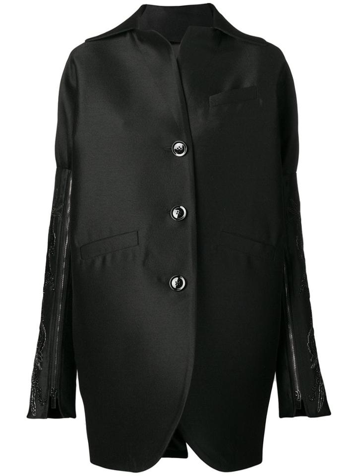 Romeo Gigli X Eggs Embellished Sleeve Stiff Jacket - Black